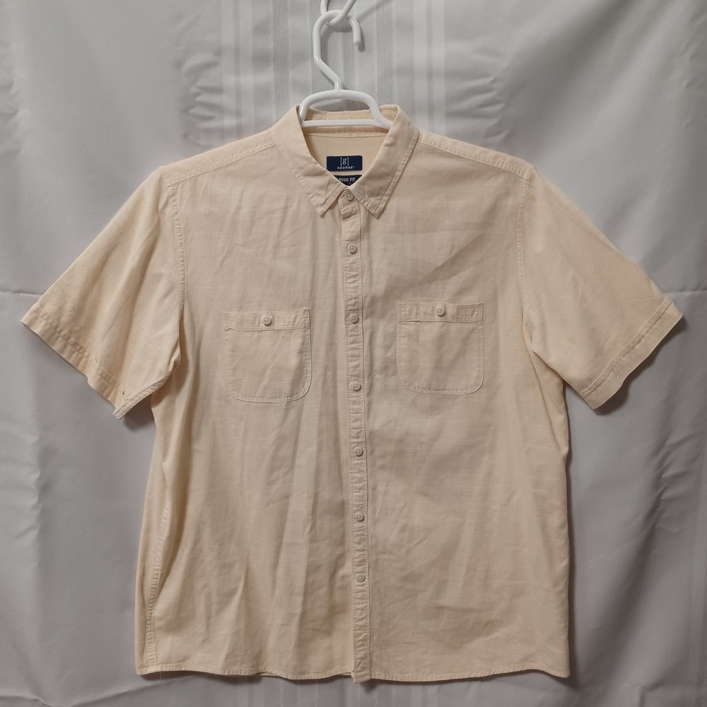 George Shirt Mens L Yellow GM20Y031 Classic Fit Cotton Corduroy Short Sleeve